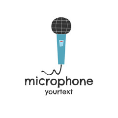 Poster - microphone hand drawn logo design. funny icon