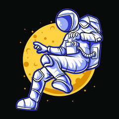 astronaut float on space over the moon, vector illustration design