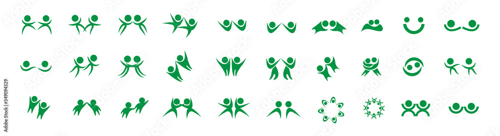 Abstract People Logo Set. Human Figure Isolated On White Background ...