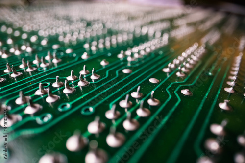 Cuadros en Lienzo Extreme detailed view of printed circuit board and components in the electronic devices