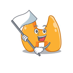 Poster - A heroic thyroid mascot character design with white flag