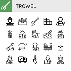 Poster - trowel simple icons set