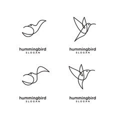 Wall Mural - set collection Hummingbird line abstract simple modern logo isolated background