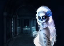 Sugar Skull 3d Woman In Crypt