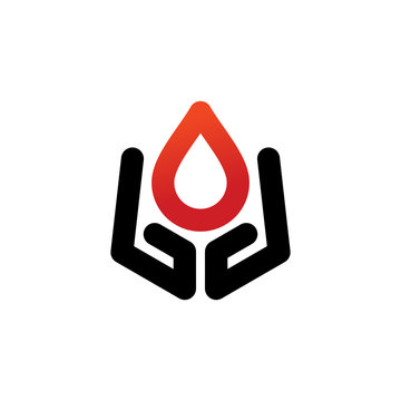 Blood Donation Logo Template Design with b and d Shaped Hands