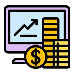 Poster - Coin stack report icon. Outline coin stack report vector icon for web design isolated on white background