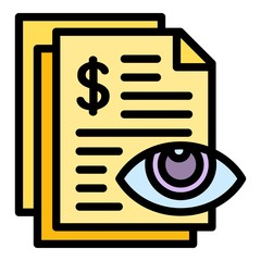 Poster - Calculate money paper icon. Outline calculate money paper vector icon for web design isolated on white background