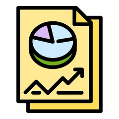 Poster - Economy pie chart paper icon. Outline economy pie chart paper vector icon for web design isolated on white background