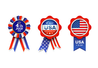 vector ribbon award flag of united states, collections design isolated on white background, illustra