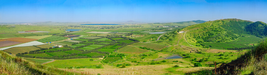 Wall Mural - Panoramic view of the Golan Heights landscape from Mount Bental