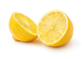 Wall Mural - fresh cut lemon fruit isolated on white background