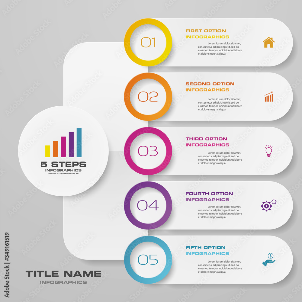 5 steps infographics chart design element. For data presentation. Stock ...