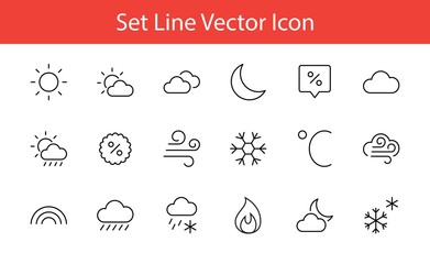 Poster - Set of Weather vector line icons. Contains symbols of the sun, clouds, snowflakes, wind, rainbow, moon and much more. Editable Stroke. 32x32 pixels.