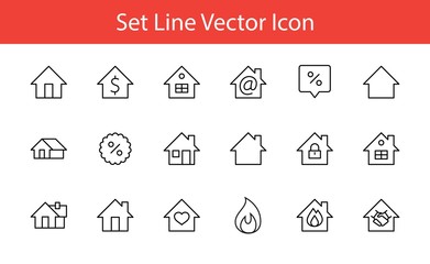 Poster - Set of House Vector Home Line Icons. Contains symbols of Conclusion of Contract, Heart, Drop of water, fire, money and more. Editable Stroke. 32x32 pixels.