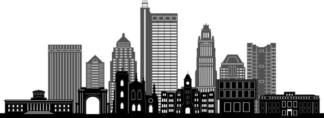 COLUMBUS OHIO City Skyline Silhouette Cityscape Vector