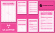 © Infinitystudio - Minimalist pink Pet vet visit, Pet Profile, Pet Sitting, Pet Sitter, Pet report templates vector paper A4, US Letter, AI and EPS 10