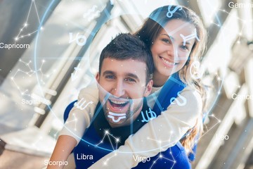 Wall Mural - astrology, twelve zodiac signs and the happy couple
