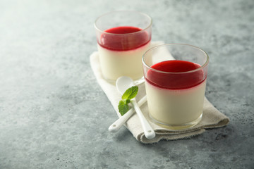 Wall Mural - Vanilla panna cotta with berry jelly