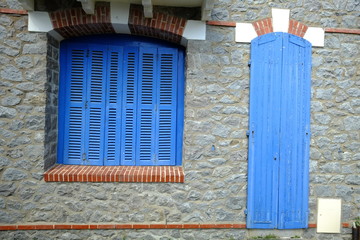 Closed door at le Pouliguen a small city in the west of France. spring 2020