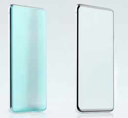 Wall Mural - Side view of generic green smartphone