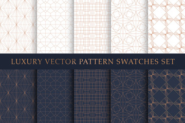Luxury golden copper vector pattern swatches set