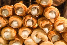 Schaumrollen, or Schillerlocken, are an Austrian confection.They consist of a cone or tube of pastry