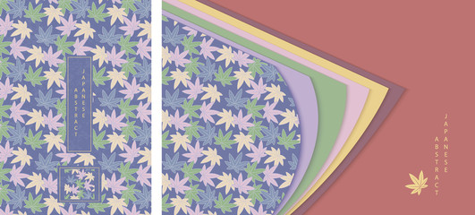 Wall Mural - oriental japanese style abstract pattern background design colorful maple leaf seamless paper