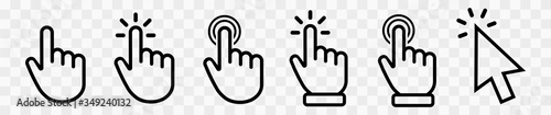 Photographie Vector hand cursors icons click set