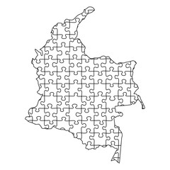 Fototapete - Colombia map from black pattern from composed puzzles. Vector illustration.