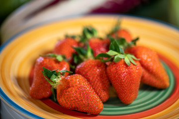 Strawberry fruit Fresh organic berries on dish