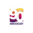 90 Years Anniversary Celebration Icon Vector Logo Design Template. Gradient Flag Style.