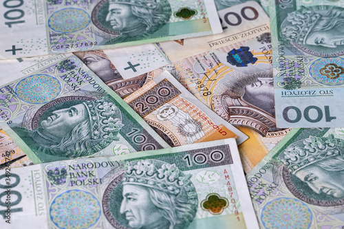 Fotomural Polish Zloty banknotes (PLN) closeup