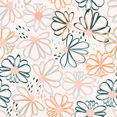 Seamless pattern with colorful pretty flowers. Floral design for beauty products, fashion prints, wallpaper, surface decoration and more