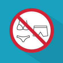 No Entry In Swimsuits Sign- Vector Illustration
