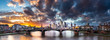 Dramatic Sunset over Frankfurt am Main, Germany Skyline with Stone Bridge