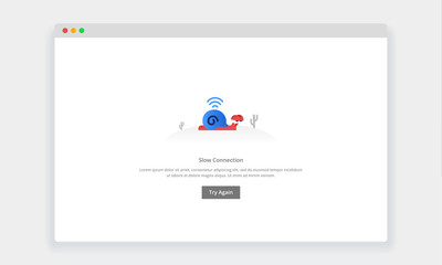 modern flat design concept of snail walk slowly, slow connection for website and mobile website. emp