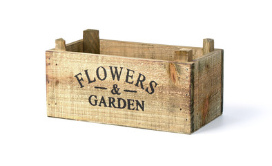 empty Wooden box for flowers isolated