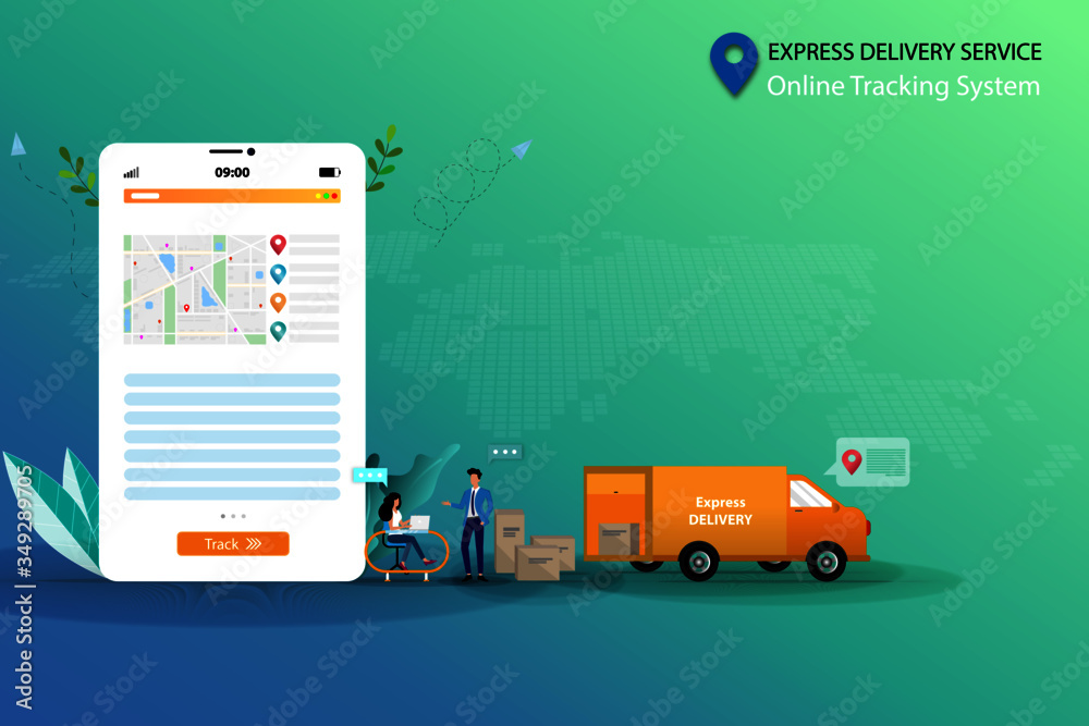 Delivery Service Tracking Concept of express delivery service with online tracking system ...