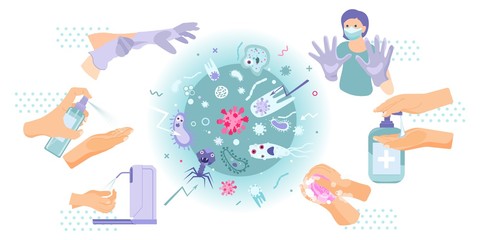 Wall Mural - Hand Hygiene Virus Composition