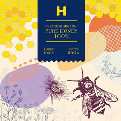 Wall Mural - Best pure honey. Packaging design or label.