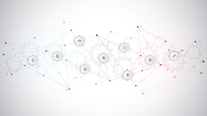 Aufkleber - information technology with infographic elements and flat icons. abstract technical background. digi