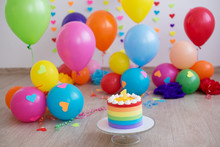 Birthday Cake With Balloons