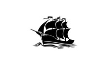 Sailing Ship Vector Illustration, Ship, Boat, Sea, Sailboat, Sail, White, Yacht, Illustration, Isolated, Logo, Ocean, Sailing, Symbol, Water, Design, Abstract, Flower, Nautical, Icon, Old, Black, S