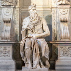 Statue of Moses in San Pietro in Vincoli, Saint Peter in Chain, church in Rome, Italy.