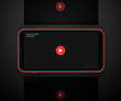 © dark322 - Video sharing social media carousel post with blank video screens with red play button.