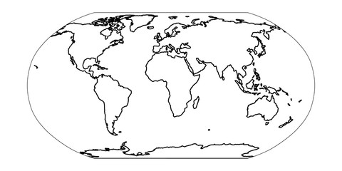 Sticker - Outline map of World. Simple flat vector illustration