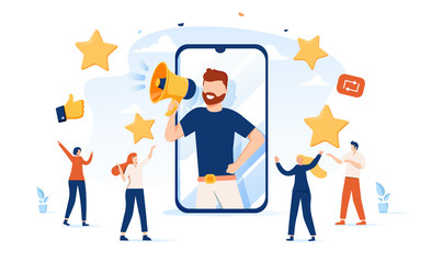 vector illustration, referral marketing concept, friends loyalty program, promotion method. concept 