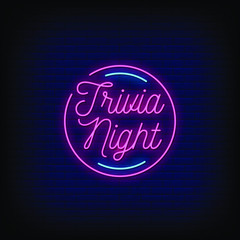 Wall Mural - Trivia Night Neon Signs Style Text vector