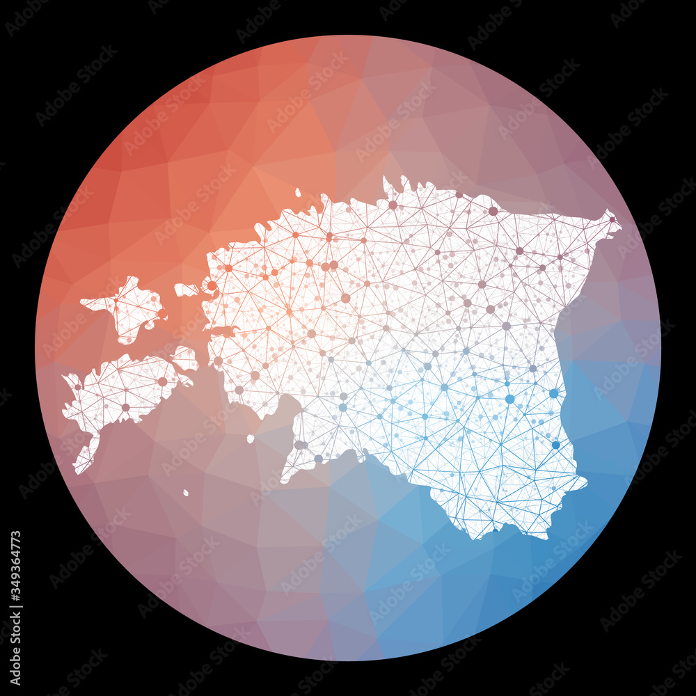 Vector network Estonia map. Map of the country with low poly background ...