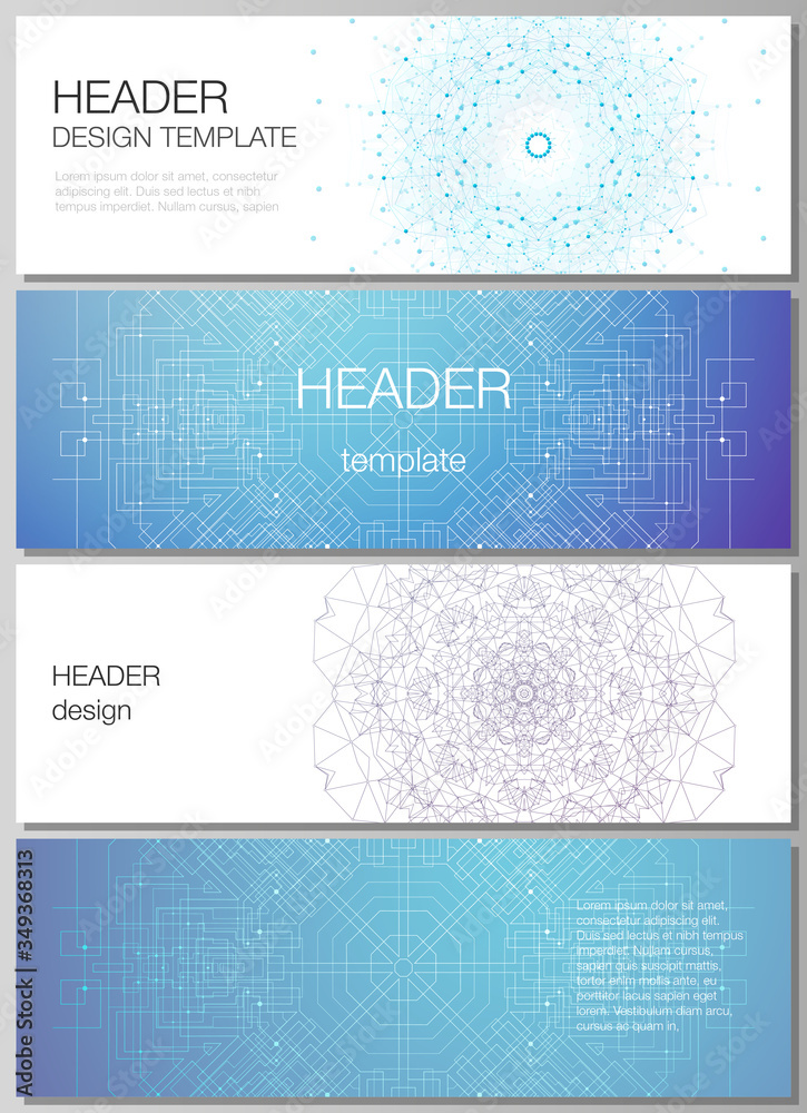 The minimalistic vector illustration of the editable layout of headers ...